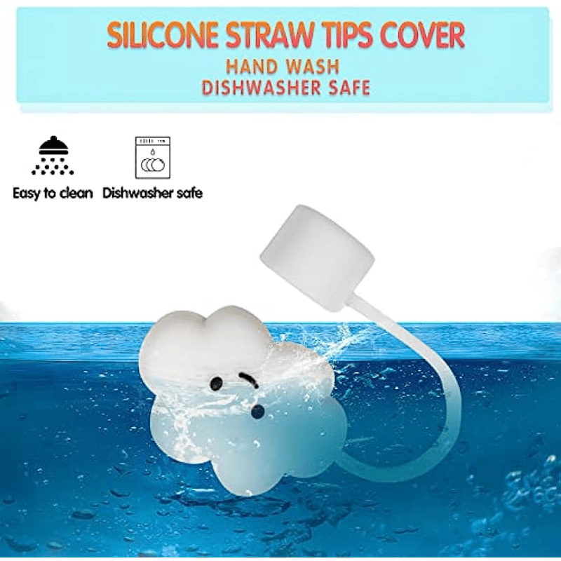 2023 New Straw Cover Cloud, 12Pcs Silicone Straw Protector, Splash Proof  Tips, Reusable Drinking Straw Lids for Bottle Accessories