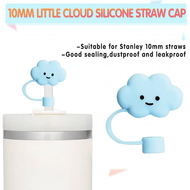 Straw Cover Cap for Stanley Cup,Silicone Straw Topper,10mm 0.4in Dust-Proof  Reusable Straw Tips Lids,Straw Tip Covers for Stanley Cups Accessories  (6pcs Rainbow Flower Strawberry) 