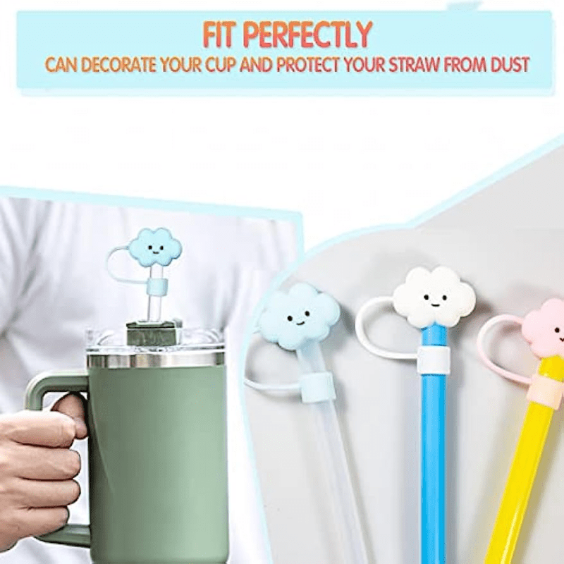 Reusable Cloud-shaped Silicone Straw Sleeves - Compatible With