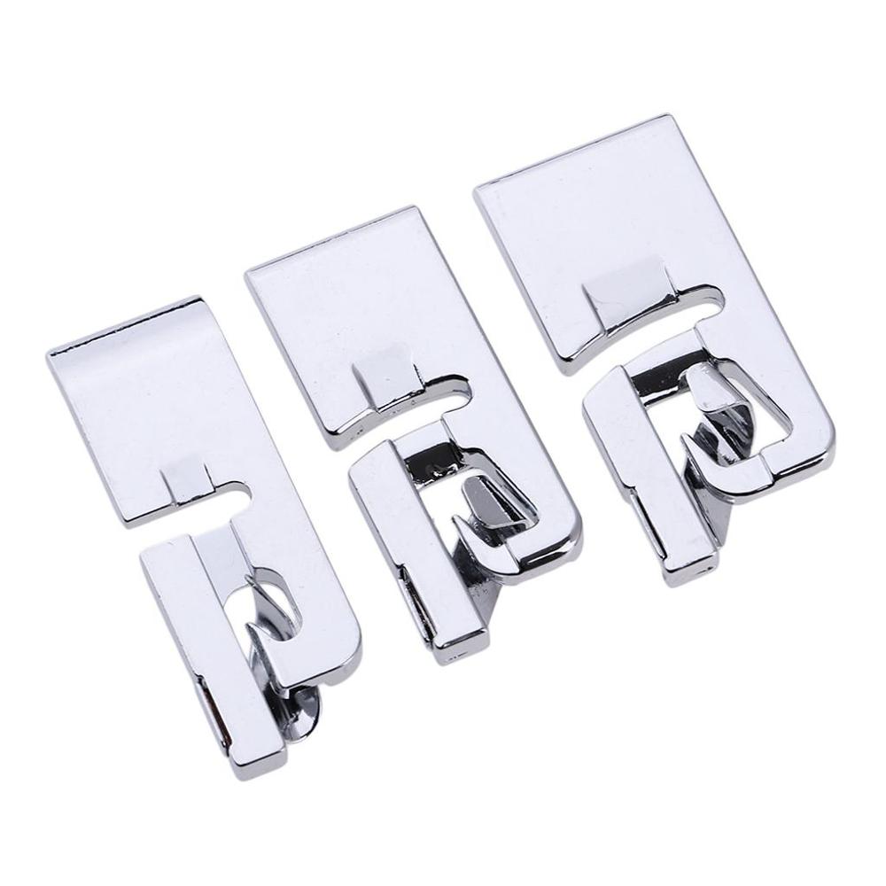 3Pcs Narrow Rolled Hem Sewing Machine Presser Foot Set (3mm, 4mm and 6mm)  for All Low Shank Snap-On Singer, Brother, Babylock, Euro-Pro, Janome,  Kenmore, White, Elna Sewing Machines