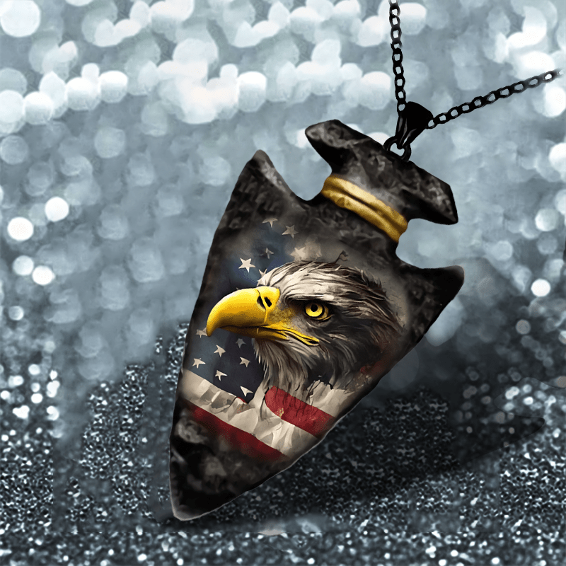 creative the american flag and eagle pattern necklace geometric triangle pendant punk hip hop accessories gifts details 0