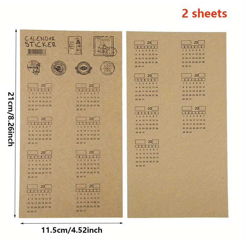 Self filling12 Months Kraft Paper Calendar Index Sticker - Temu