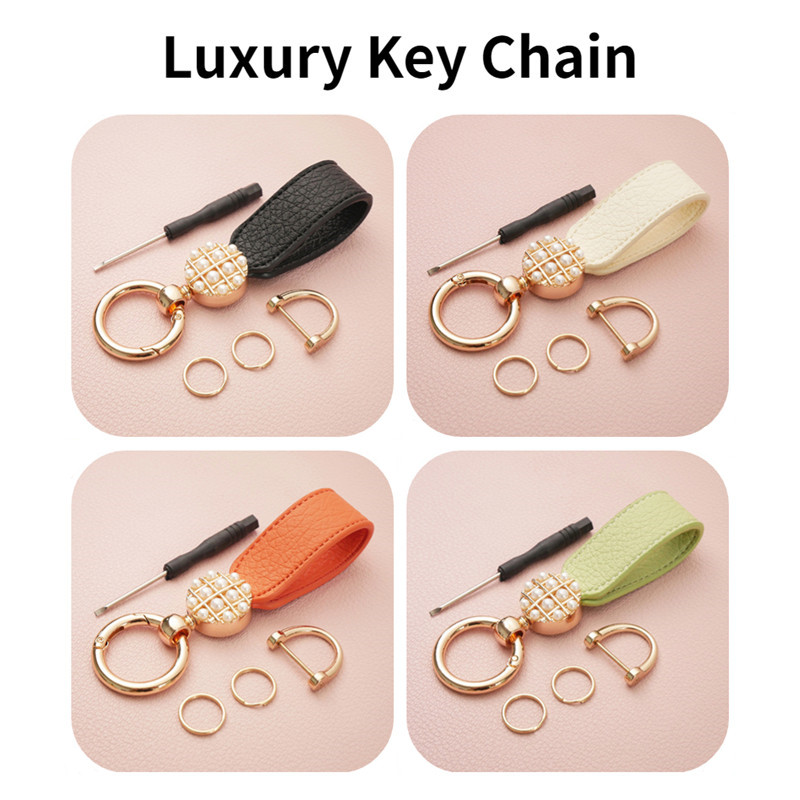 Porte-clés en cuir de luxe pour homme, alliage métallique, intérieur de  voiture créatif, porte-clés