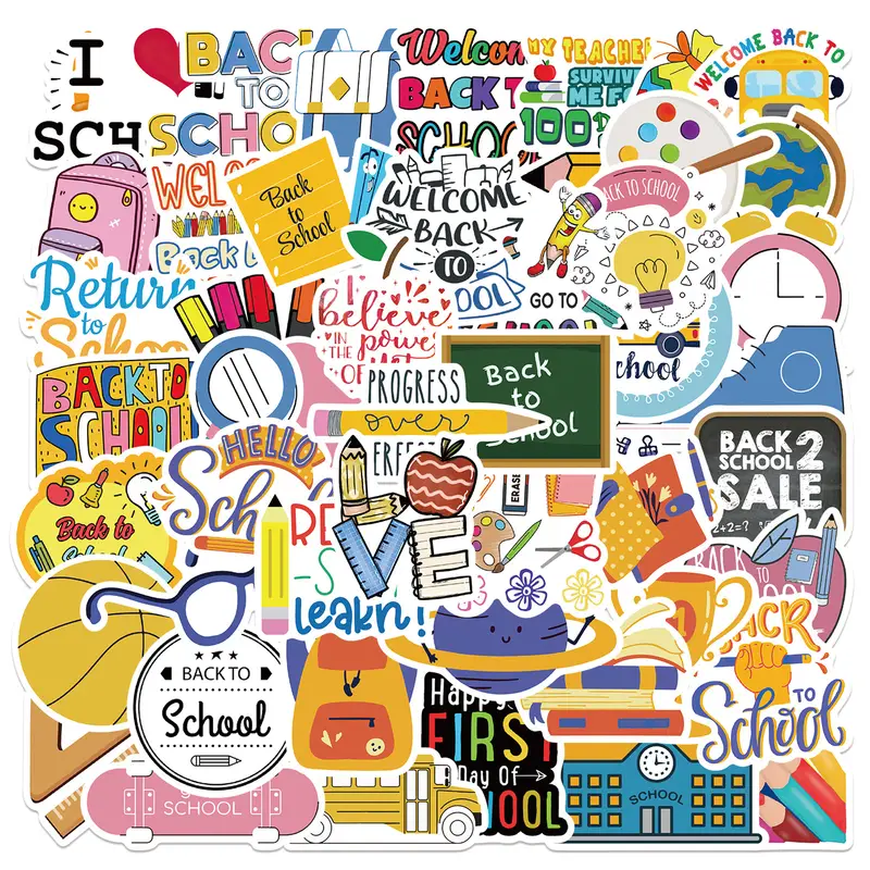 Cartoon Back To School Sticker Preppy Stickers Preppy Stuff - Temu