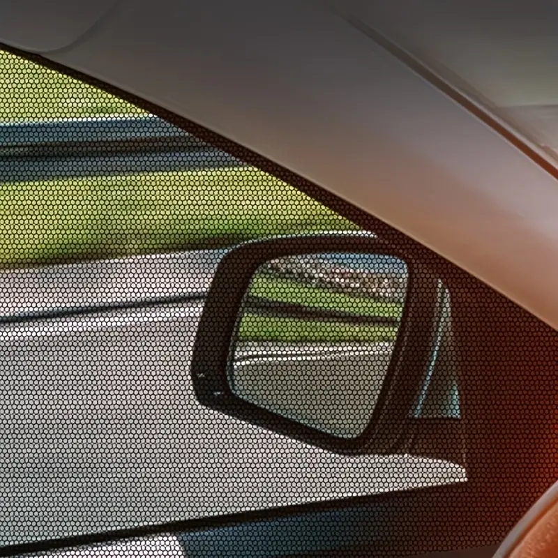 2pcs Fenêtre pare soleil voiture moustiquaire latéraux maille anti UV  bloquer les rayons anti moustique noir 110×51×80cm