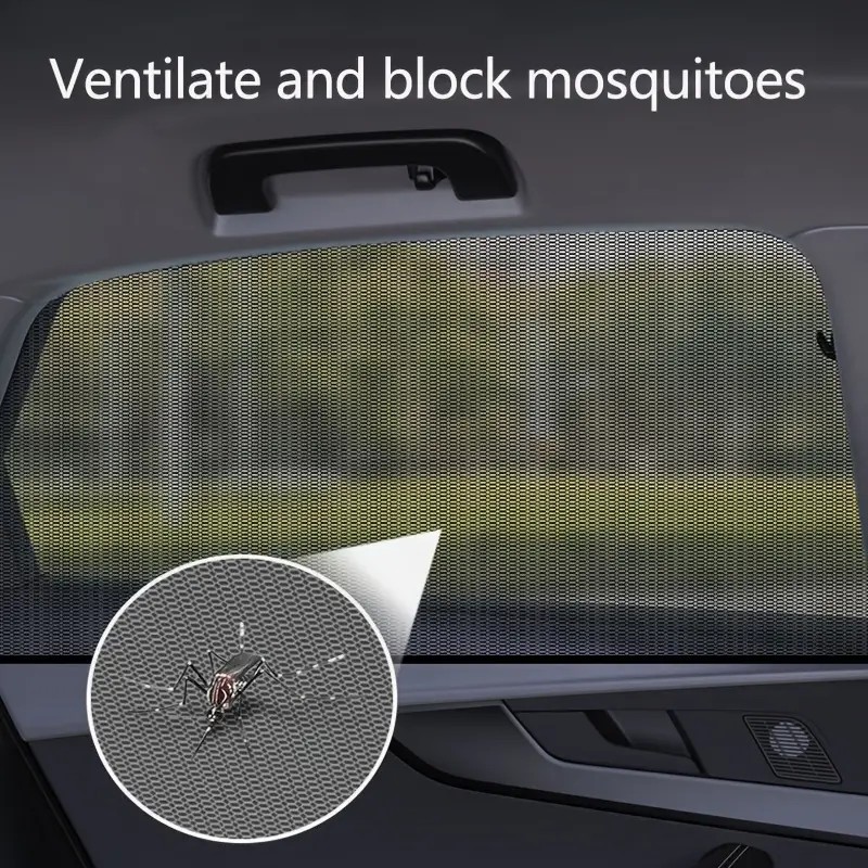 Car Anti-mosquito Screen Window With Double Zipper Sun Protection Heat  Insulation Reusable Magnetic Curtain Rear Trunk Screen Window Kaesi
