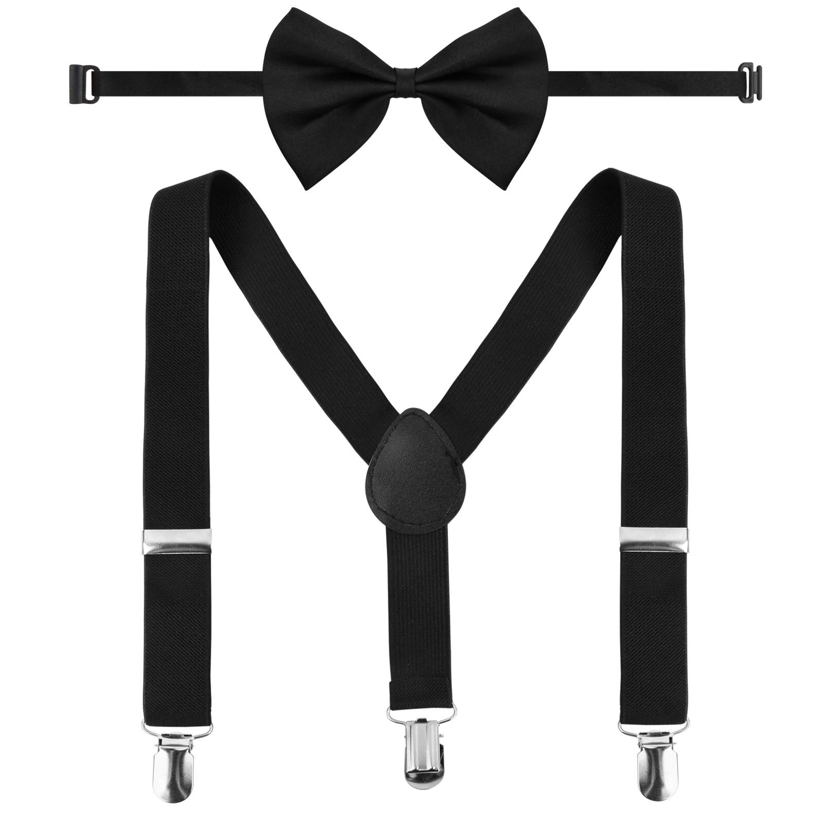 10Pcs Bow Tie Adjustable Straps with Clips - Black Adjustable Elastic Band  Men's Bow Tie Belt Elastic Straps with Clips- Black Bow Tie Strap with Clip