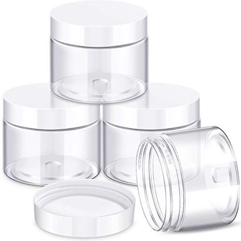 4 SLIME CONTAINERS CLEAR Plastic Jars 2 Oz 4 Oz 6 Oz 8 Oz Twisted