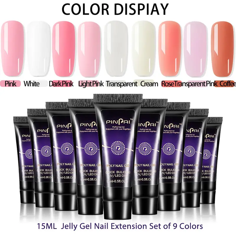 21pcs 20pcs gel extension nail kit 5 colors fake nail gel with led uv mini mouse lamp machine nail polish dryer for women girls all in one manicure kit for starter salon and home diy nail art gift details 2