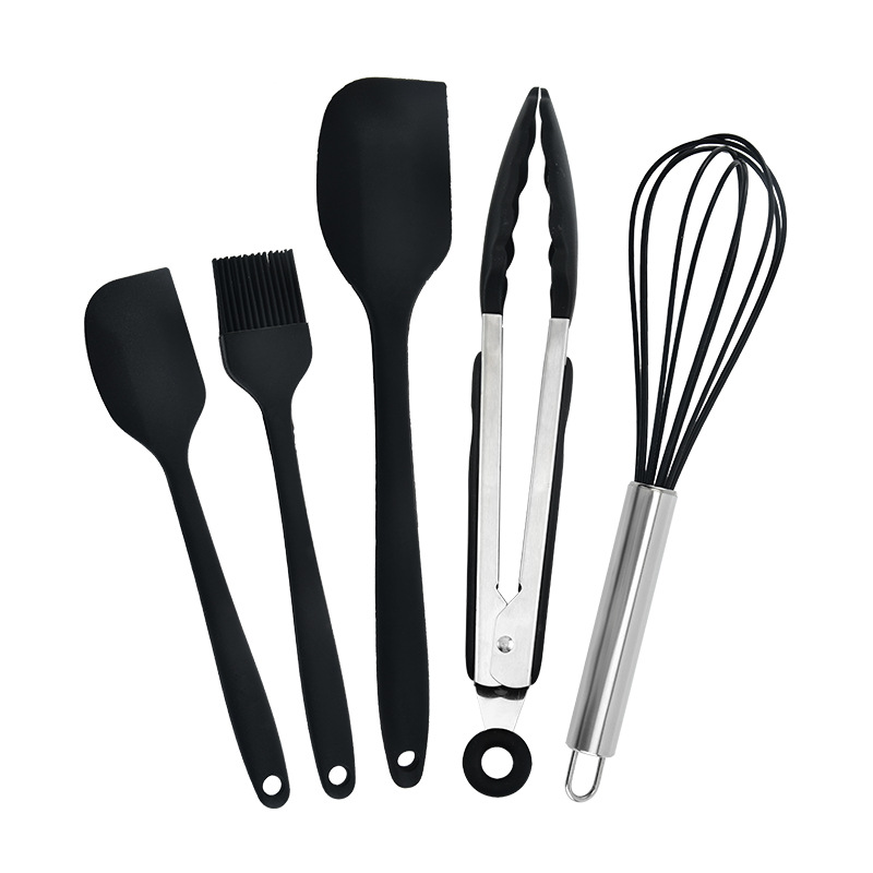 4pcs/set Silicone Whisk & Tongs & Oil Brush & Spatula, Minimalist Baking  Tool Set For Kitchen