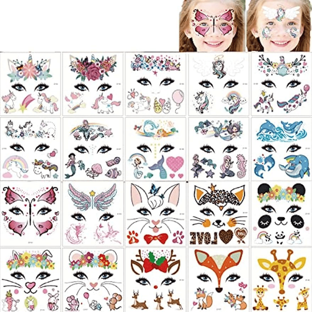 9pcs Face Body Painting Stencils Cartoon Princess Crown Swimming Mermaid  Unicorn Horn Dog Halloween Makeup Art Template Makeup - Tattoo Stencils -  AliExpress