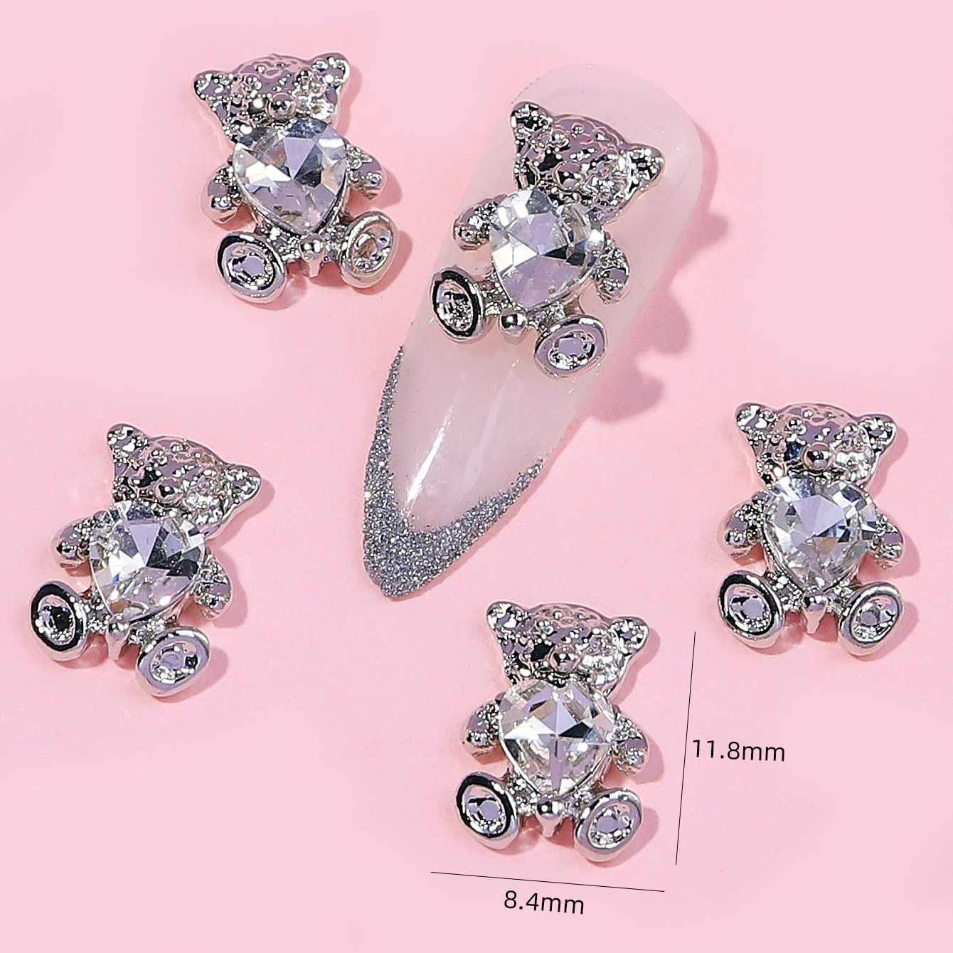10pcs Soft Sugar Bear Nail Art Accessories Crystal Gummy Cute Bear 3D Nail  Charms Design Rhinestones Manicure Luxury Parts Nagel