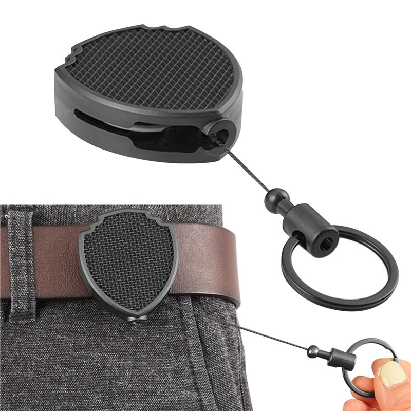 KeySmart Mosquetón retráctil – Llavero con clip para cinturón y carrete de  insignia a presión (paquete de 1) – Portatarjetas multiusos y duradero