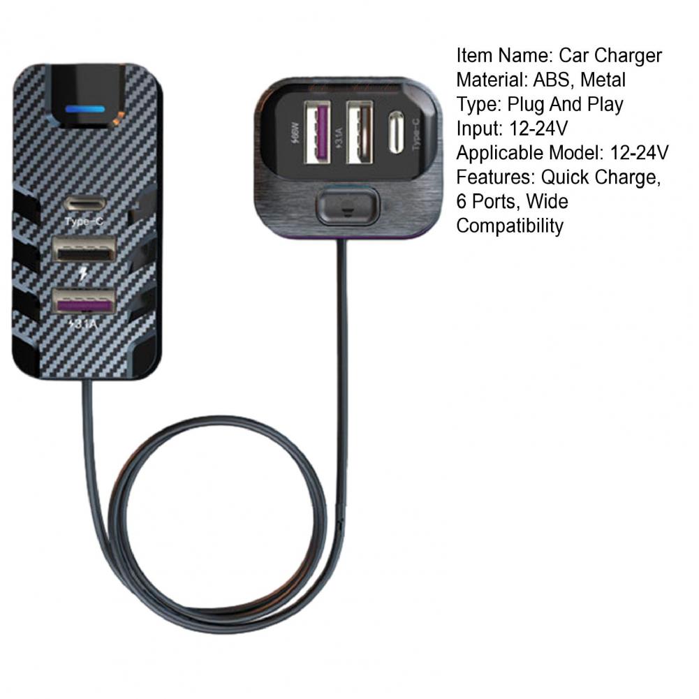 Acheter 5V 7A Nouveau chargeur de voiture USB 4 ports LED