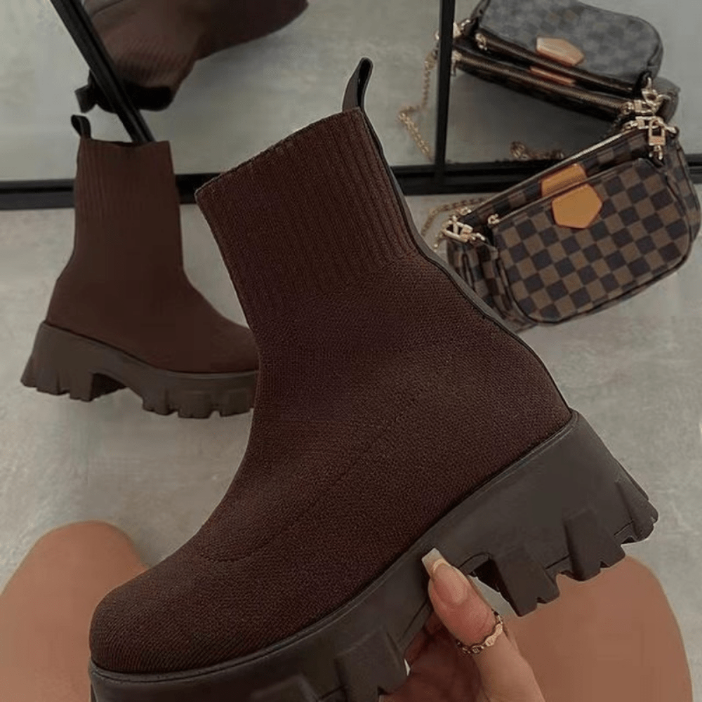 Women's Fashion Versatile Casual Solid Color Boots, Comfortable