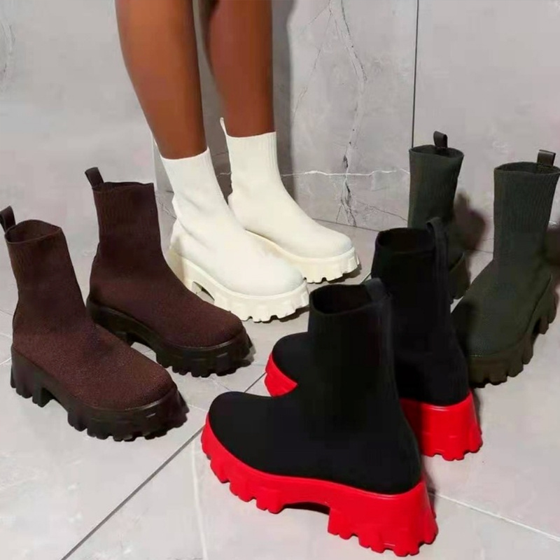 Women's Fashion Versatile Casual Solid Color Boots, Comfortable