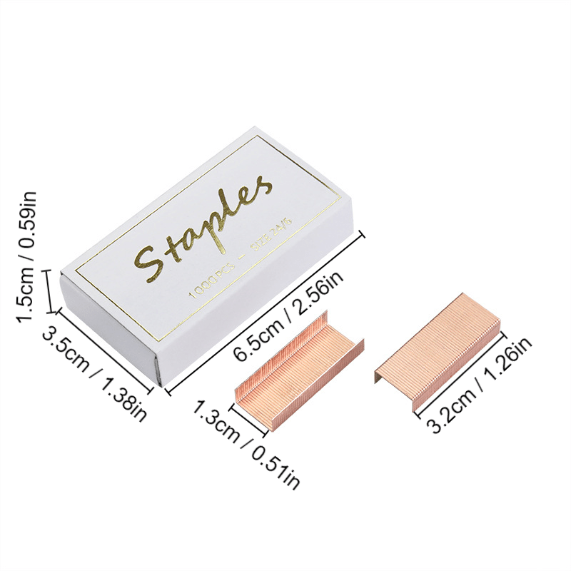 1000pcs Rose Gold Staples & Suitable For 24/6 Type Staples