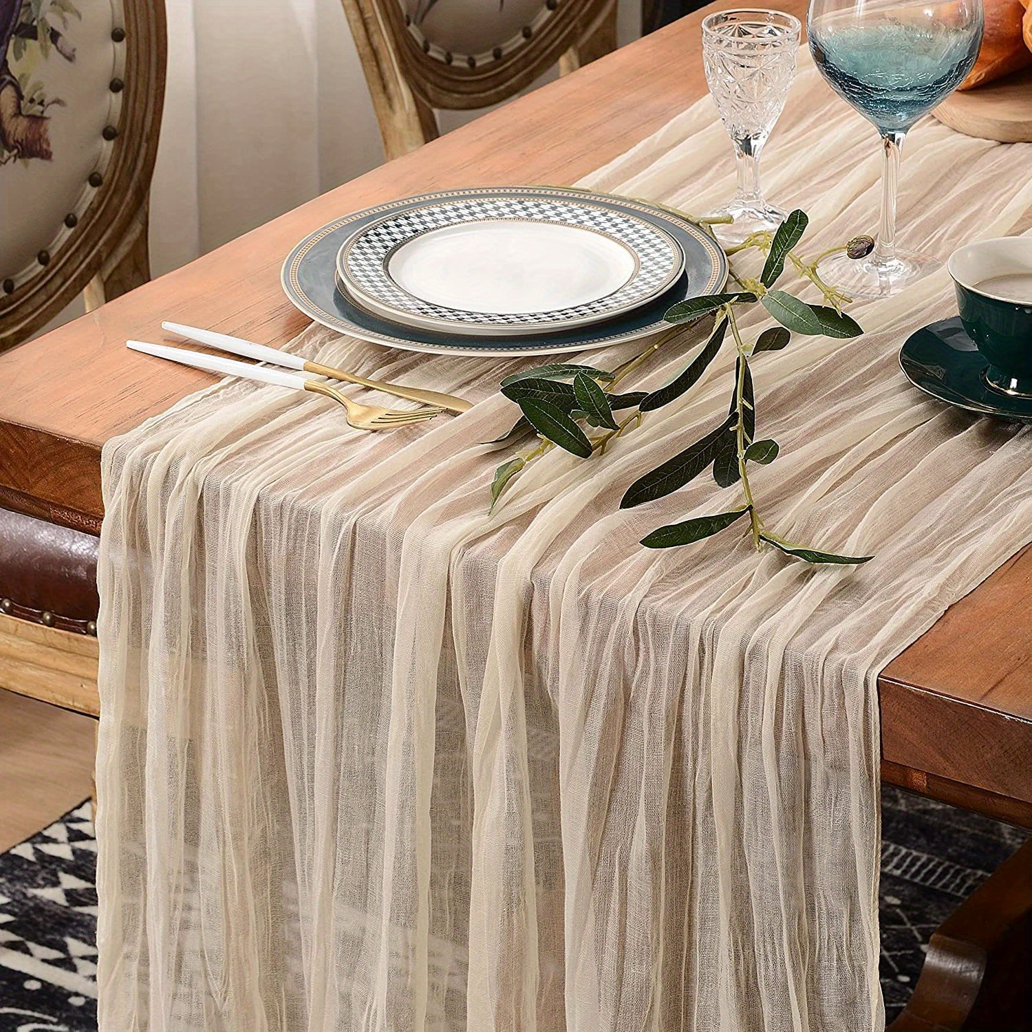 6pack Cheese Cloth Gauze Table Runner Rustic Wedding Table Decor 90*300CM  Boho Wedding Reception Christmas Table Runners