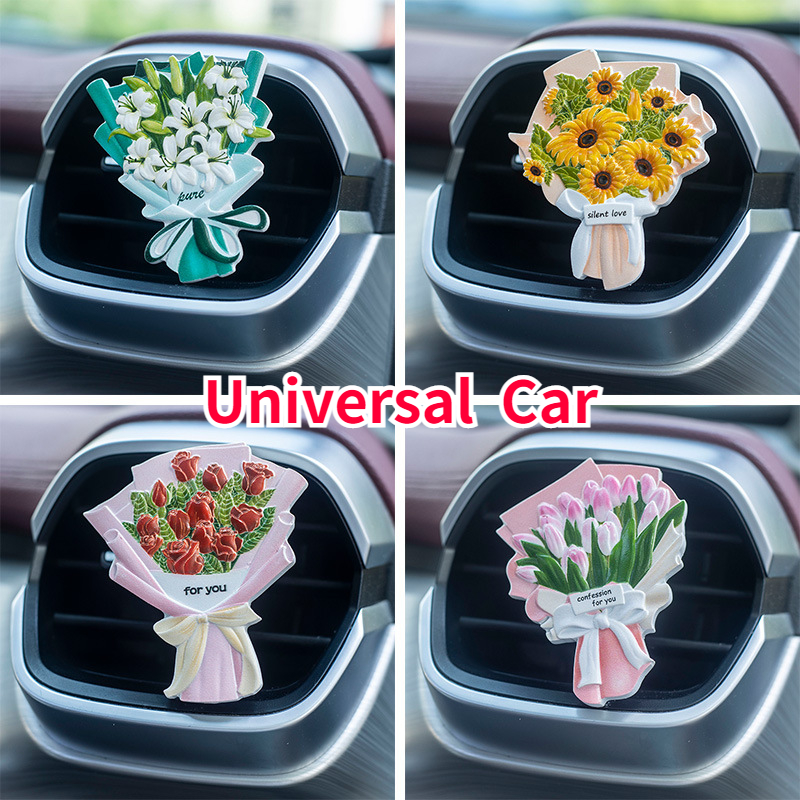Mini Carnation Bouquet In Blue And Pink For Car Air Outlet