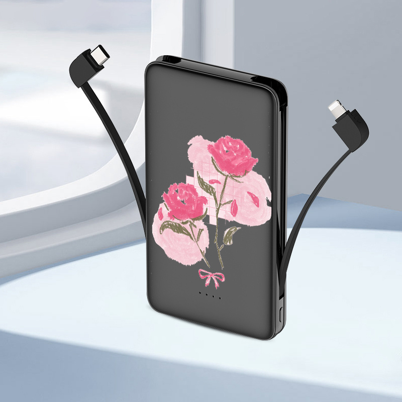 1pc 10000mah Rose Graphic 22.5w Pd Carga Rápida Powerbank - Temu