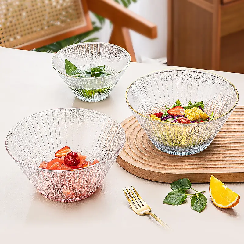 Transparent Glass Bowl, High Temperature Resistant Salad Bowl