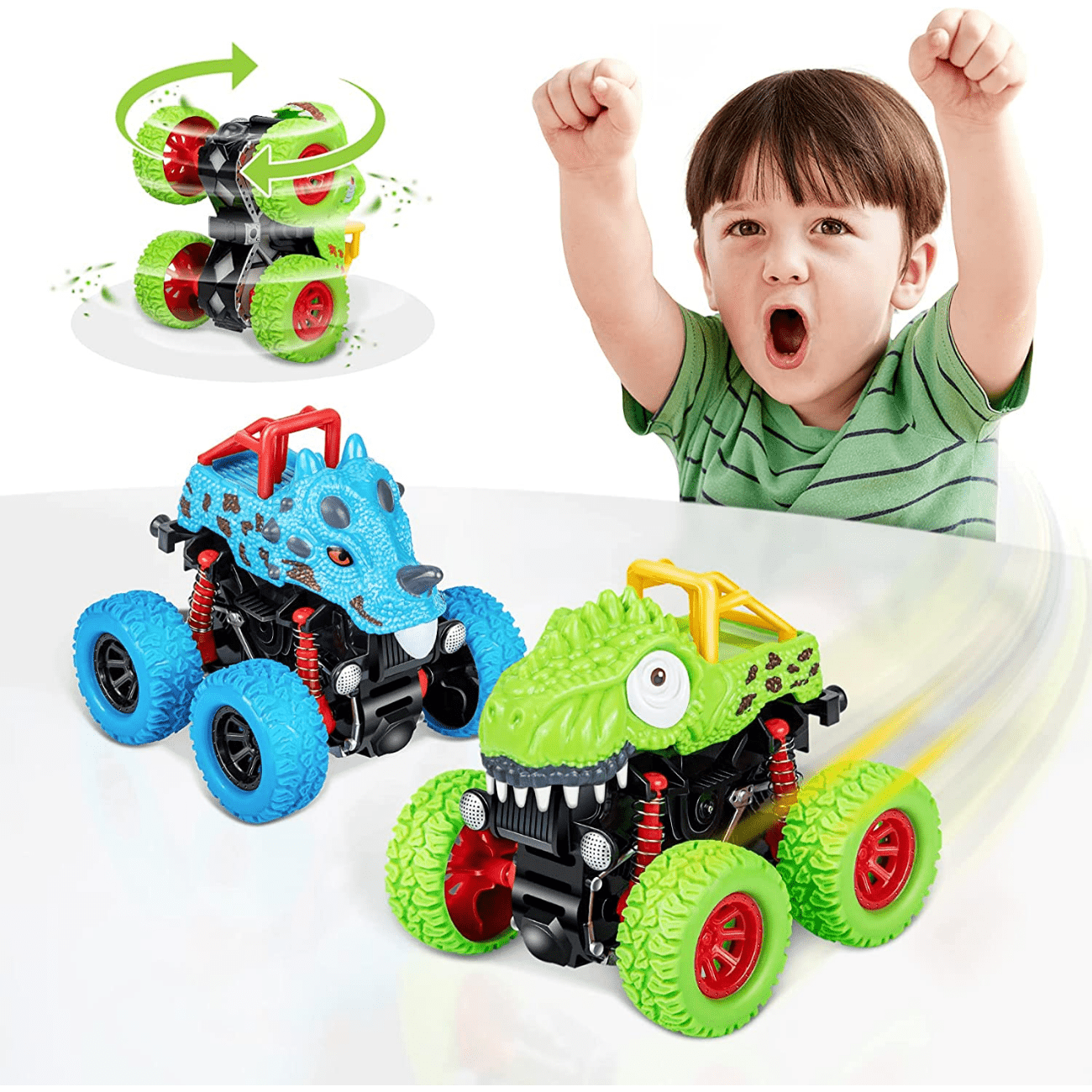 Dinosaur Toy Trucks Carrier For Kids Dinosaur Toys Set With Light Sound