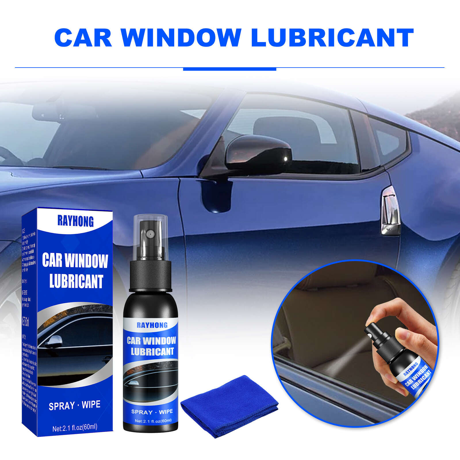 Car Silicone Lubricant Window Spray, 100ML Car Door Glass Lift