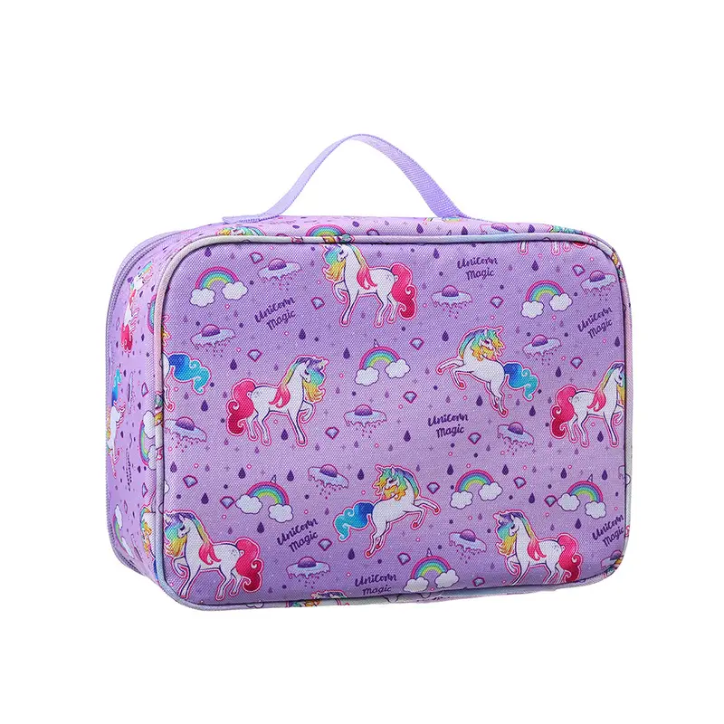Unicorn pony ￼School Lunch Box Purple Bag Googly Eyes With Blue IQ Lining  NEW!