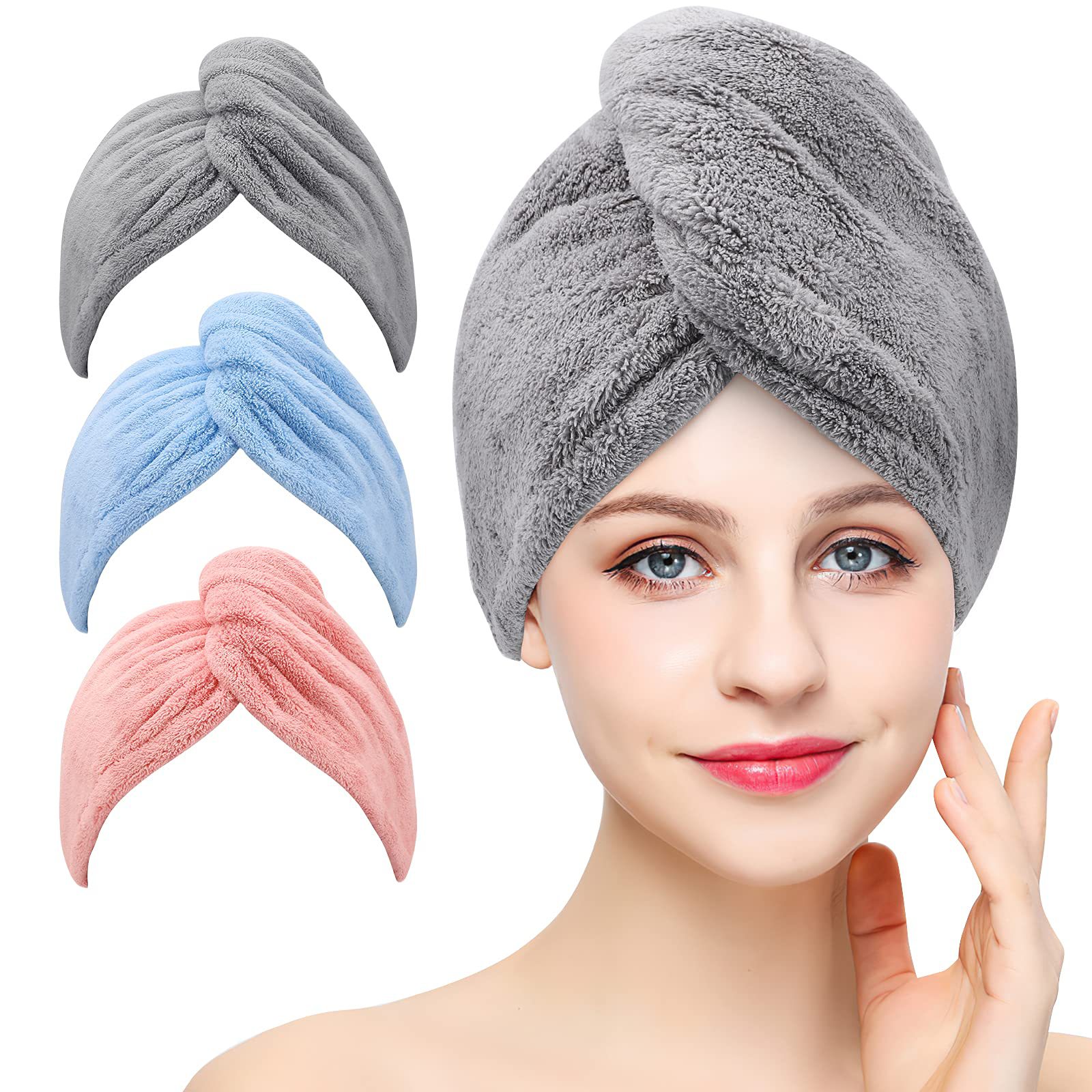 Bonnet de douche en microfibre pour filles, serviette pour sécher les  cheveux rapidement, Turban, outils de
