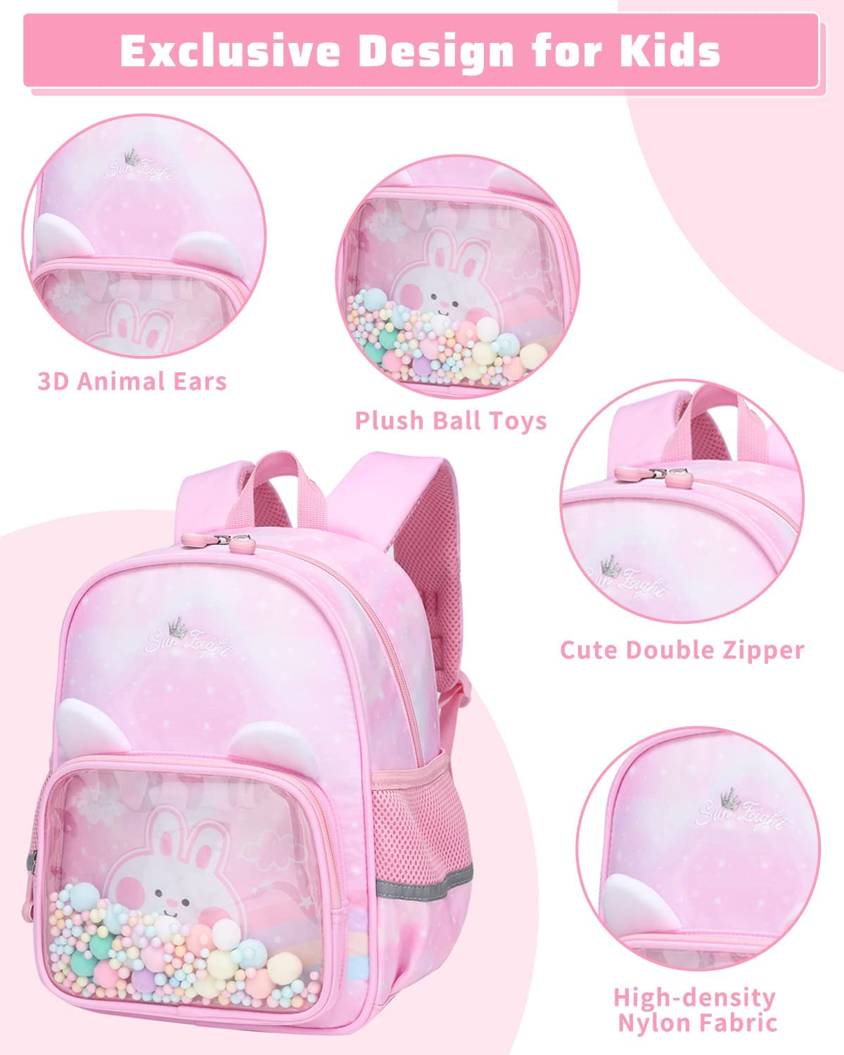 Cute Kids Mini Backpack Purse Rabbit Ear School Bags for Baby