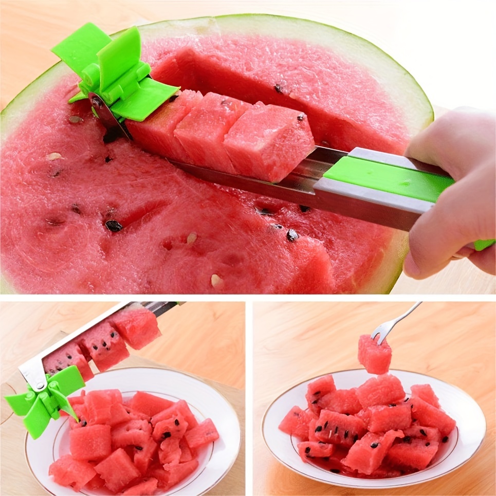 Watermelon Cutter Slicer, Stainless Steel Watermelon Cube Cutter Quickly  Safe Watermelon Knife, Fun Fruit Salad Melon Cutter For Kitchen Gadget -  Temu