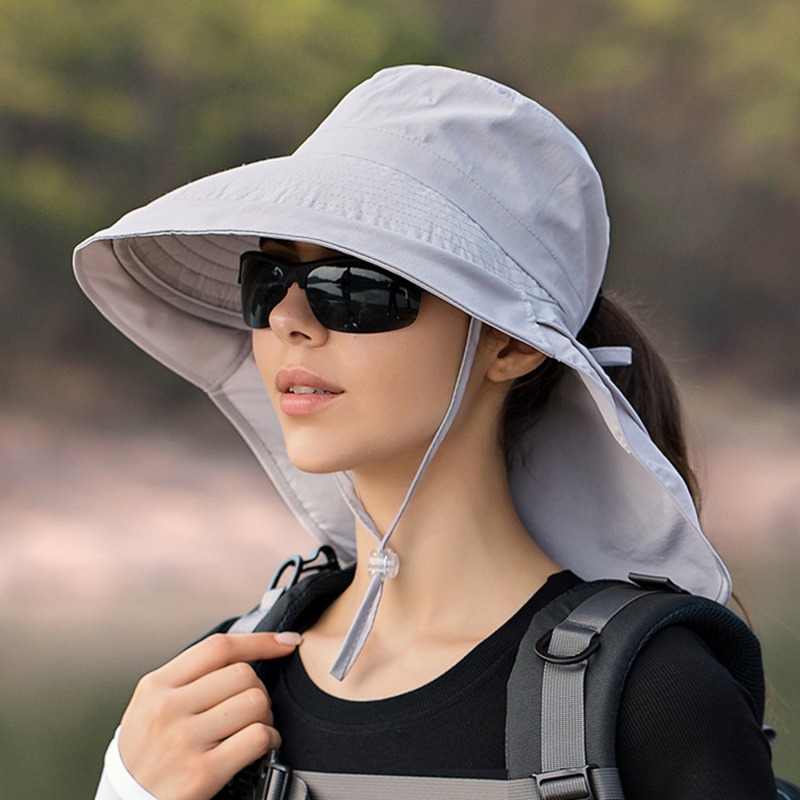 Sombrero de pesca para hombres y mujeres, protección solar UV al aire  libre, sombrero de ala ancha con cubierta facial y solapa para el cuello  para