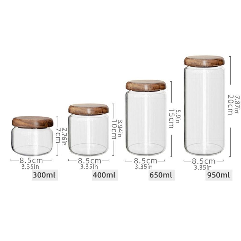 Clear Storage Glass Jars with Acacia Wood Lid, Dry Food, Snacks