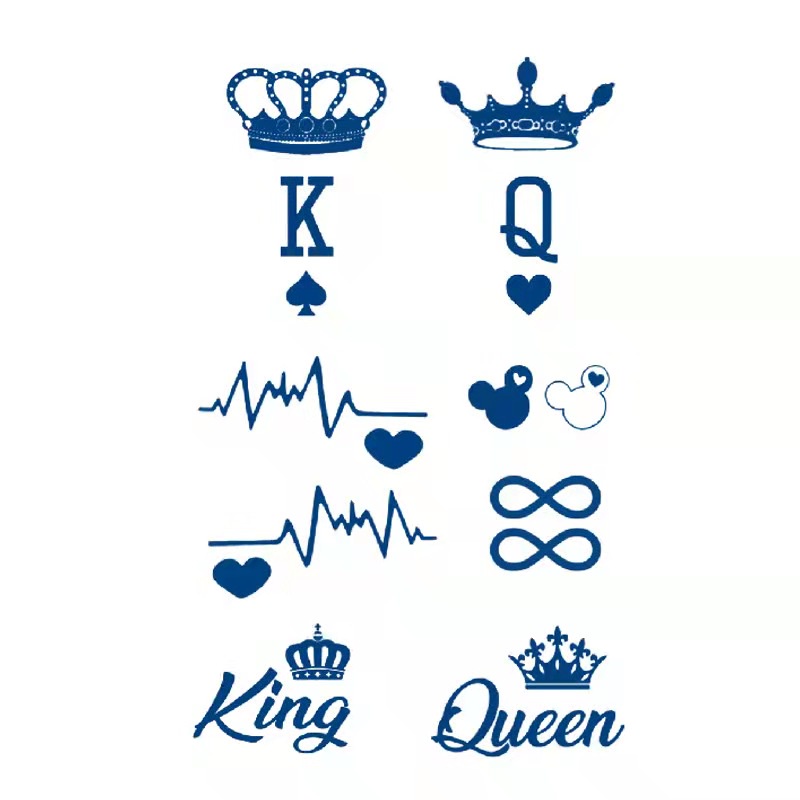  Tattoos 2 Sheets King Queen Imperial Crown Temporary