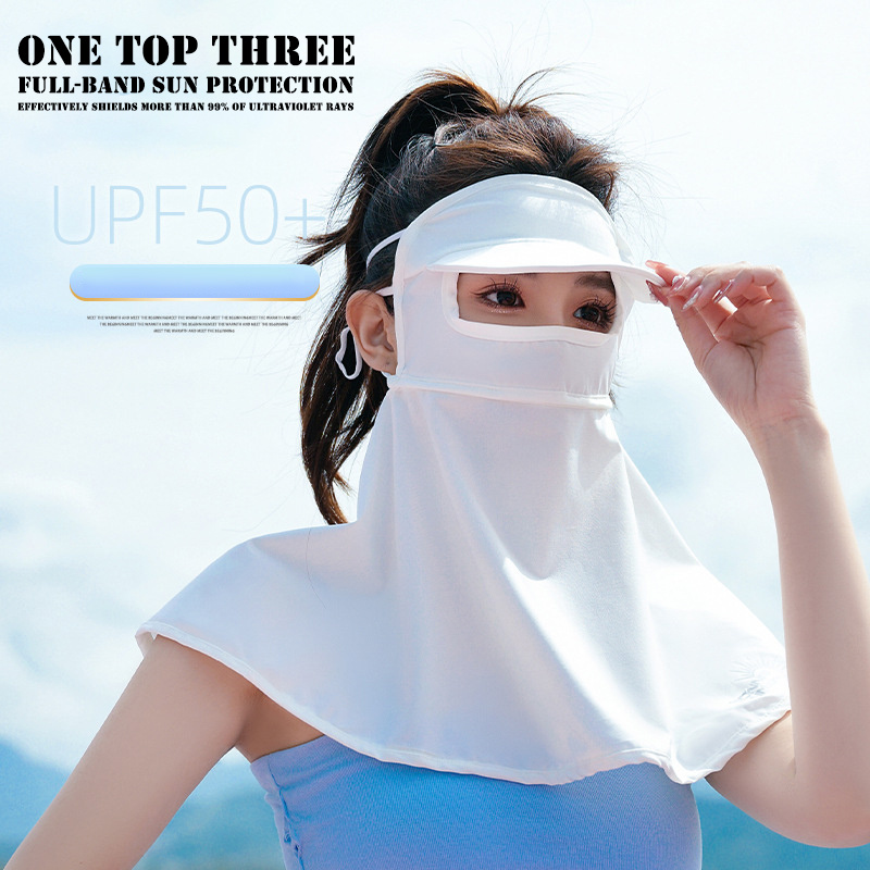 Cheap Women Solid Color UV Protection For Girl Fishing Face Scarf Ice Silk  Mask Sunscreen Mask Face Cover