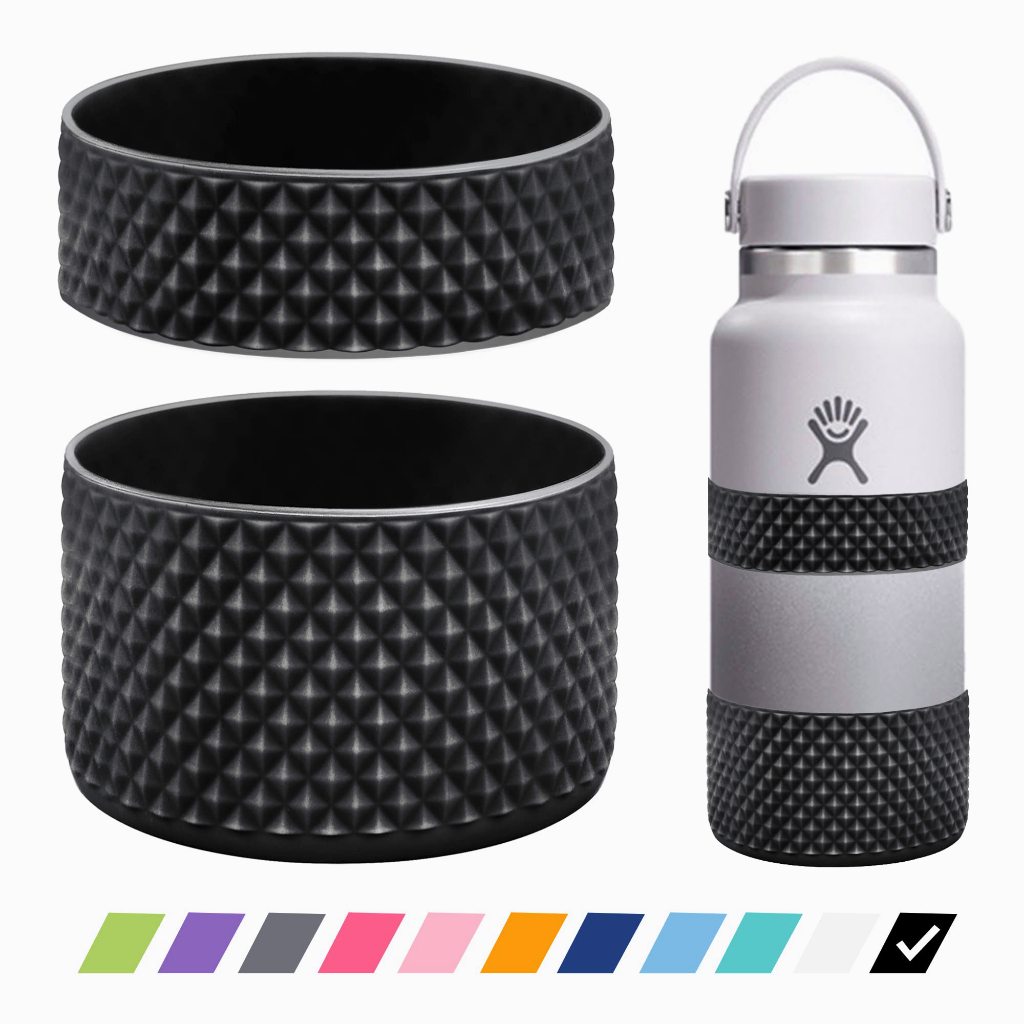  GLINK Bottle Boot, Compatible with Hydro Flask 2.0 Wide Mouth  64 oz Water Bottle and Others, Protective Silicone Bottom Sleeve Cover,  Anti-Slip Flex Boot with Diamond Texture (Black) : Sports