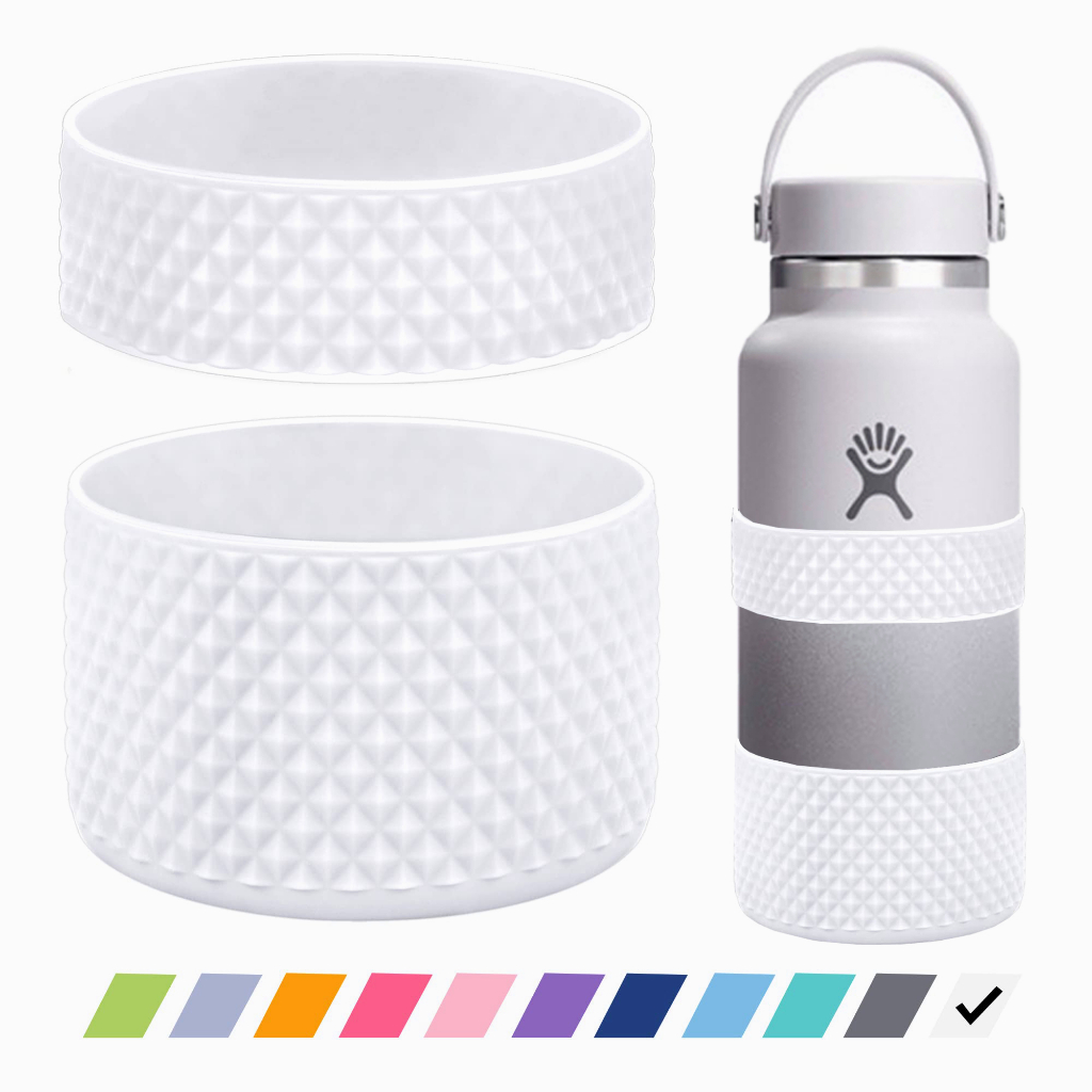 Silicone Water Bottle Sleeve | Fits Over Swell and Hydro Flask Bottles - GiveGrip One-Size / Frosted White