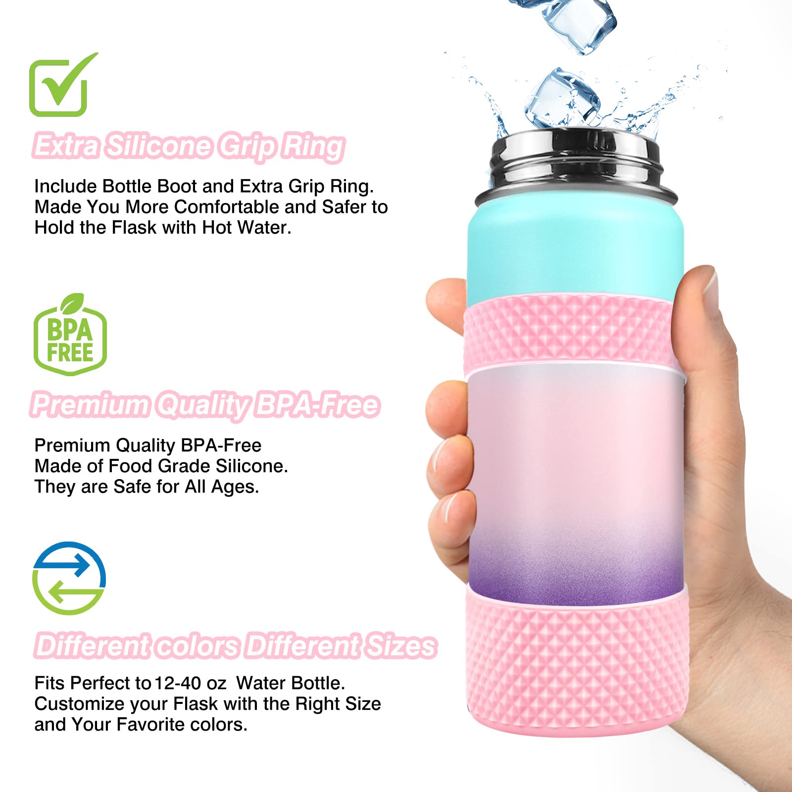 Silicone Water Bottle Boot Heat-Resistant Scratch-proof Non-slip Pattern  Solid Water Bottle Protector Sleeve For Stanley Cup - AliExpress