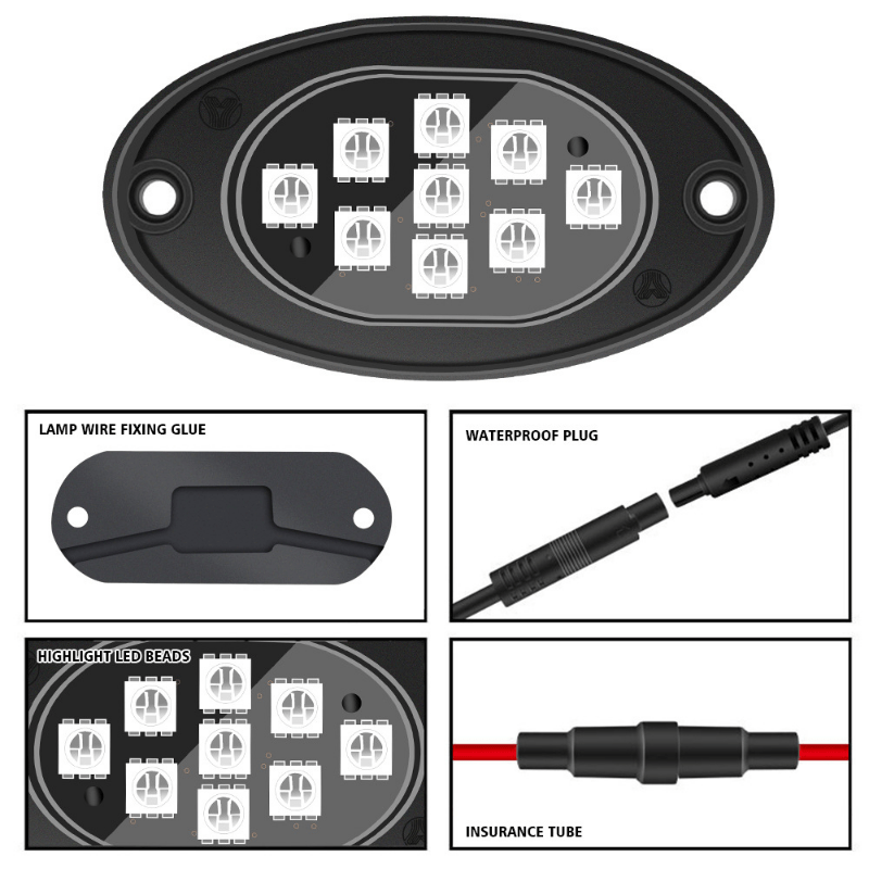 Rock Lights For Trucks 8 Pods Luci Led Rgb App/telecomando E - Temu Italy