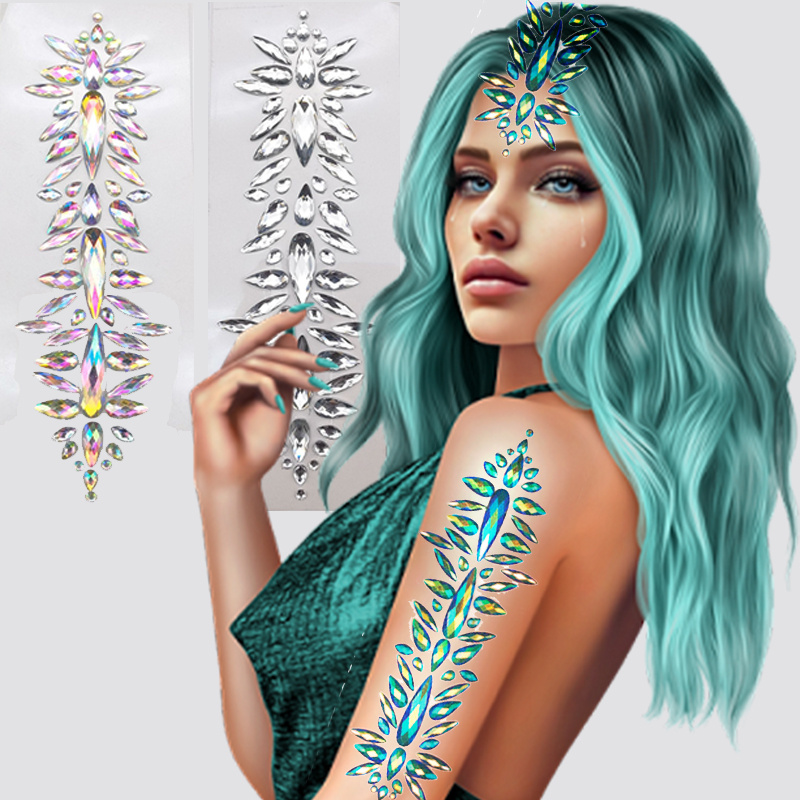 3d Acrylic Face Tattoo Stickers Glitter Rhinestone - Temu