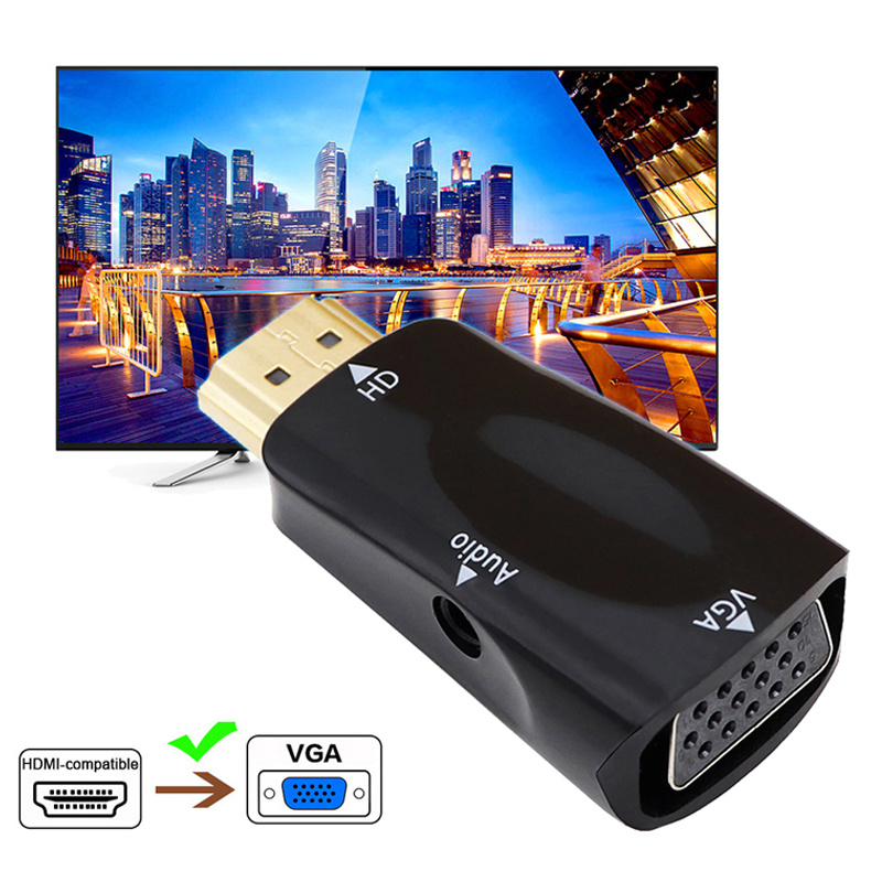 Adaptateur HDMI vers VGA avec câble Audio de 3.5mm, pour PC portable, TV  Box, projecteur