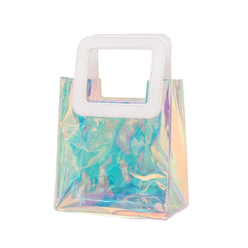 Green Heart PVC Large Tote Bag Clear Totes with Inner Pouch