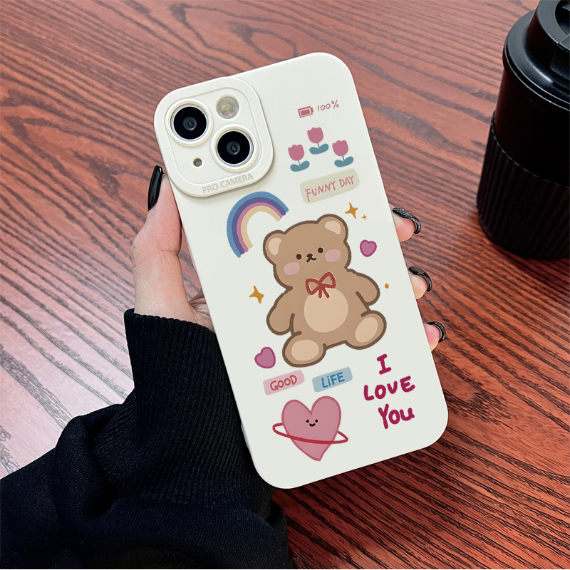 Luxury Cute Bear Phone Cases For IPhone 11 13 Pro 12 Pro Max 12 Mini Camera  Lens Cover Case For IPhone XR X XS Max 7 8 Plus Se - Buy Luxury