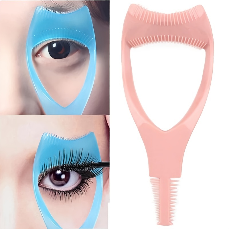 3 in 1 Mascara Shield Applicator Eyelash Brush Curler Guard Comb Guide Card