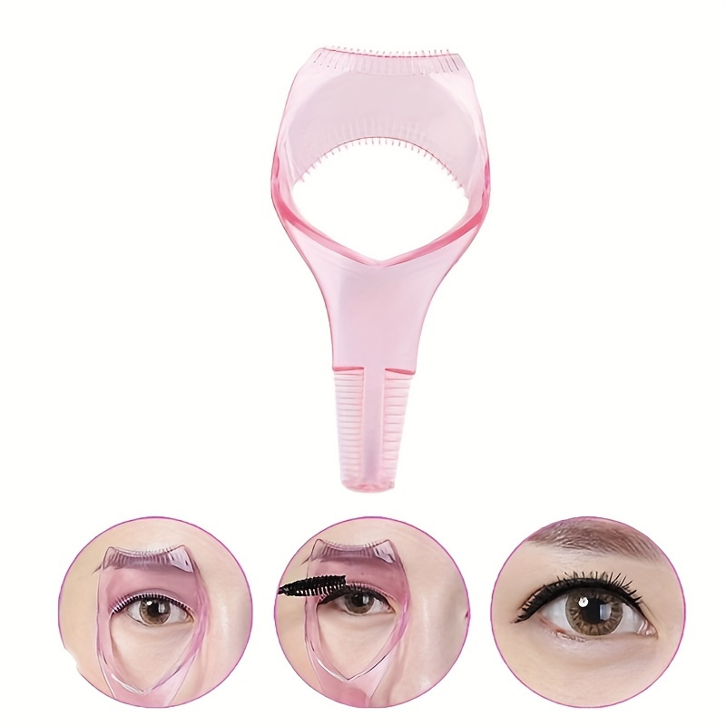 3 in 1 Mascara Shield Applicator Eyelash Brush Curler Guard Comb Guide Card