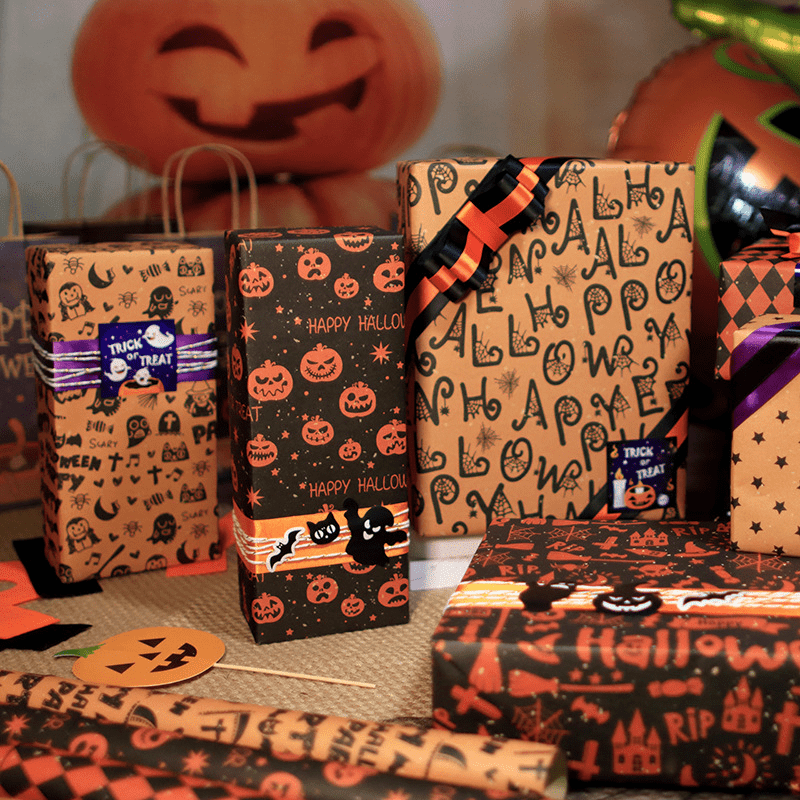Halloween Theme Kraft Craft Paper Diy Gift Wrapping Paper - Temu
