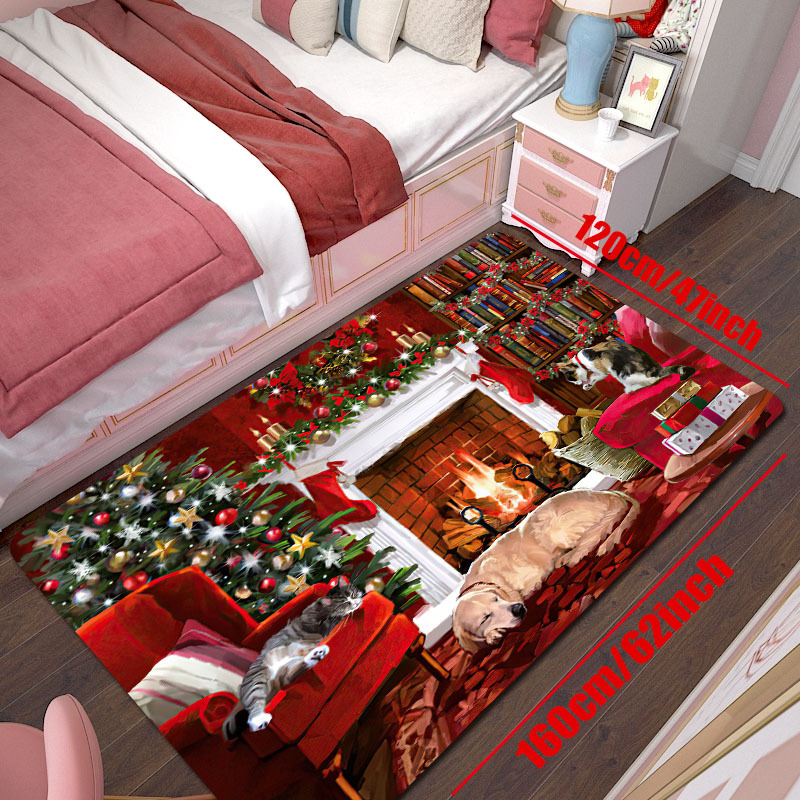 Christmas Area Rugs Santa Presents And Sleigh Rug Golden - Temu