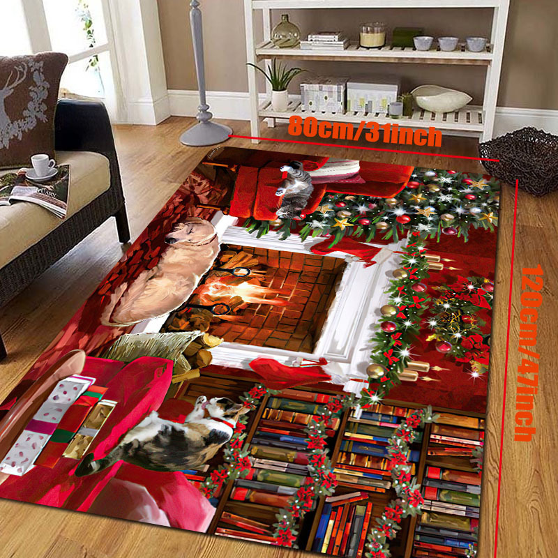 Alfombra roja de Navidad de 2 x 3 pies, moderna para sala de estar y  dormitorio, alfombra de cocina, tapete de baño para porche delantero,  tapete de