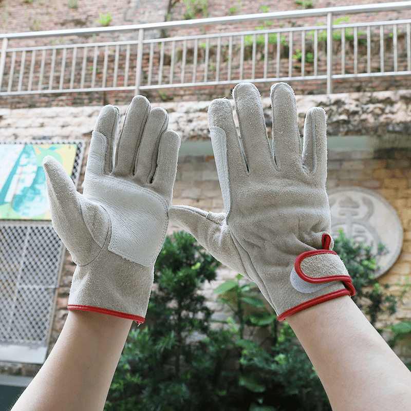 Guantes de cuero para jardinería para hombre, guantes de trabajo