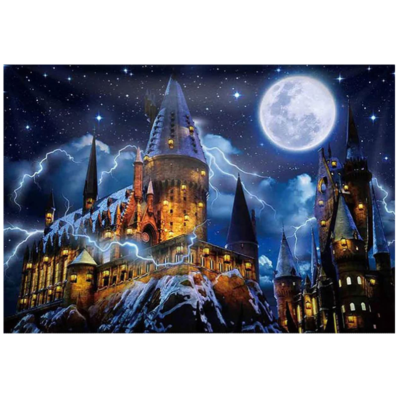 Harry Potter Diamond Painting Hogwarts School of Witchcraft and Wizardry  Castle Moon Cross Embroidery Mosaic Home Decoration - AliExpress